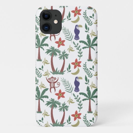 熱帯性動物のシームレスパターンのマカオとサル Case-Mate iPhoneケース (裏面)