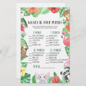 熱帯性動物の財布の赤ちゃんシャワーゲーム 便箋 (正面/裏面)