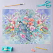 熱帯性大型ウミガメ&ウォータカラー花模様 薄葉紙 (クラフト)