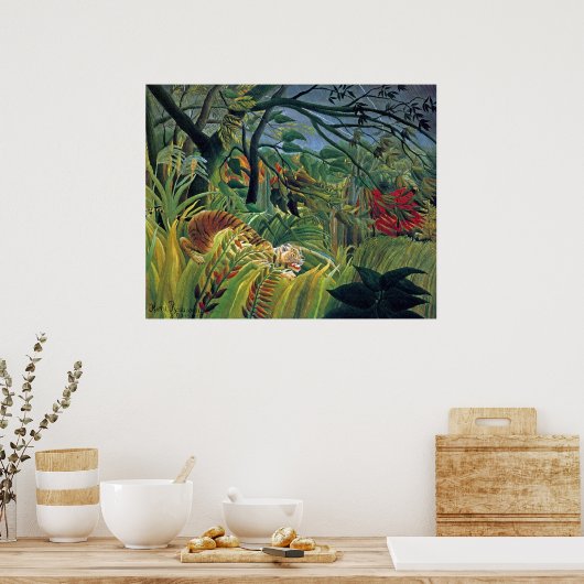 熱帯性嵐の中のトラ(驚き) ポスター (キッチン)