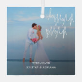 熱帯性新婚フォトスクリプ結婚したトとメリー ガラスオーナメント (裏面)