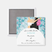 熱帯性新郎新婦Date Magnetを保存 マグネット (正面/裏面)