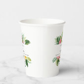 熱帯性明るい葉結婚の水色  紙コップ (右)