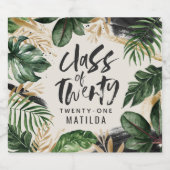 熱帯性植物性スクアモダンの卒業クラス スパークリングワインラベル (シングルラベル)