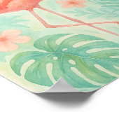 熱帯性水色ピンクフラミンゴ | エキゾチック植物学 ポスター (角)