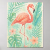 熱帯性水色ピンクフラミンゴ | エキゾチック植物学 ポスター (正面)