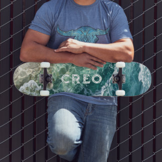 熱帯性海の油彩画 スケートボード