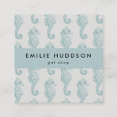 熱帯性海馬、魚屋、ペットショップ、水族館 スクエア名刺 (正面)