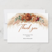 熱帯性焦げオレンジ色のススキのブルゴーニュ花 サンキューカード (正面)