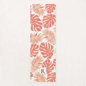 熱帯性生物サンゴ、金ゴールド葉及びモノグラム ヨガマット (正面)