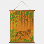 熱帯性竹とヒョウ 吊り下げ型タペストリー (正面)