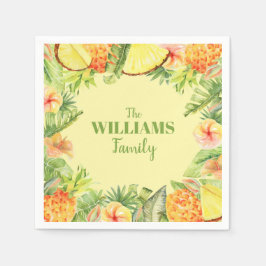 熱帯性花が実の緑 スタンダードカクテルナプキン