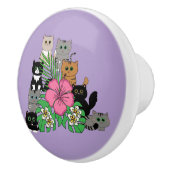 熱帯性花とかわいい猫 セラミックノブ (右)