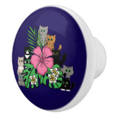 熱帯性花とかわいい猫 セラミックノブ (右)