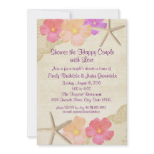 熱帯性花とヒトデのカップルのシャワー