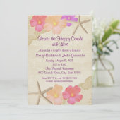 熱帯性花とヒトデのカップルのシャワー 招待状 (スタンド正面)