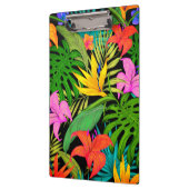 熱帯性花とヤシの葉ハワイアンカラフル クリップボード (左)