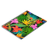 熱帯性花とヤシの葉ハワイアンカラフル ノートブック (左側)