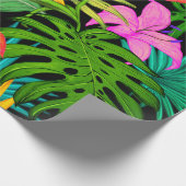 熱帯性花とヤシの葉ハワイアンカラフル ラッピングペーパー (角)
