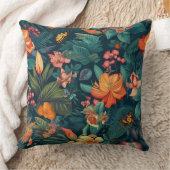 熱帯性花と葉蝶付き クッション (ブランケット)