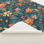 熱帯性花と葉蝶付き シェルパブランケット (3/4)