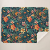 熱帯性花と葉蝶付き シェルパブランケット (正面(横))