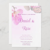 熱帯性花と蝶結婚の出現 招待状 (正面/裏面)