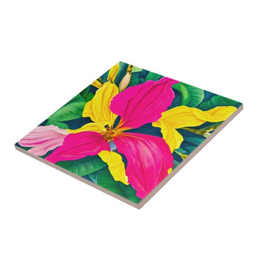 熱帯性花の植物 タイル (側面)