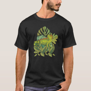 熱帯性花トカゲ爬虫類ペット動物イグアナ Tシャツ