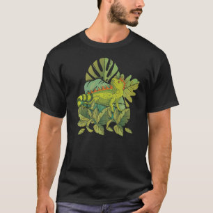 熱帯性花トカゲ爬虫類ペット動物イグアナ Tシャツ