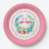 熱帯性花リースピンク・フラミンゴ ペーパープレート (正面)