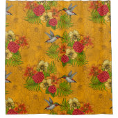 熱帯性花束とハミングバード2 シャワーカーテン (正面)