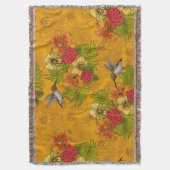 熱帯性花束とハミングバード2 スローブランケット (正面縦)
