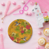 熱帯性花束とハミングバード2 ペーパープレート (パーティー)