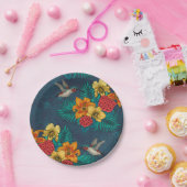 熱帯性花束とハミングバード ペーパープレート (パーティー)