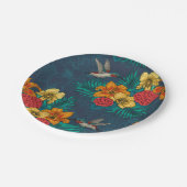 熱帯性花束とハミングバード ペーパープレート (アングル)