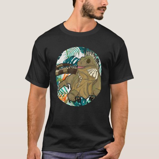 熱帯性花爬虫類動物異国性トカゲIgu Tシャツ (正面)