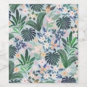 熱帯性茎葉花パターン ワインラベル (シングルラベル)