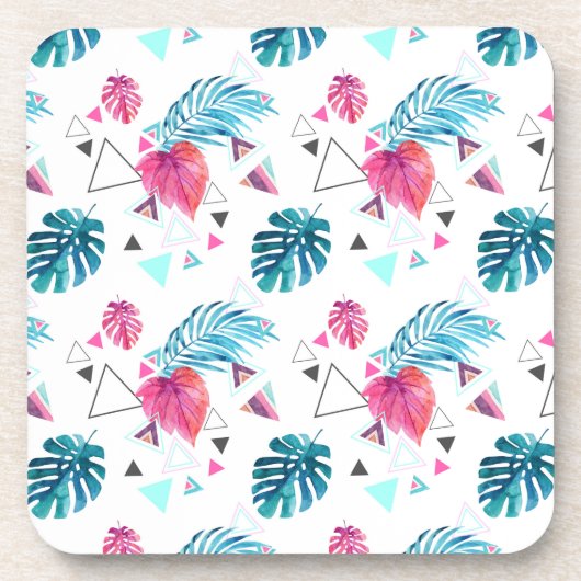 熱帯性葉三角パターン コースター (正面)
