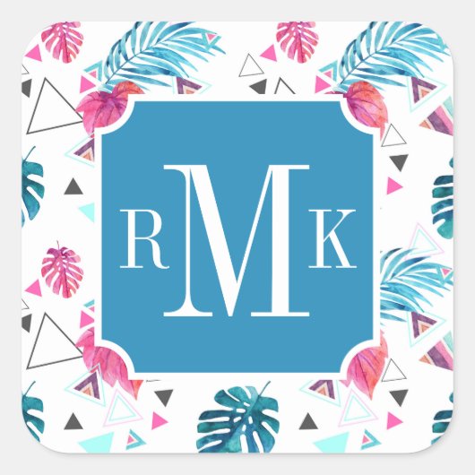 熱帯性葉三角パターン スクエアシール (正面)