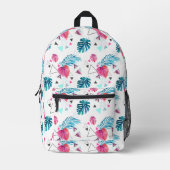 熱帯性葉三角パターン プリントバックパック (正面)