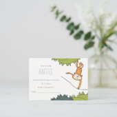 熱帯性野生のサルおむつラッフルベビーシャワー エンクロージャーカード (スタンド正面)