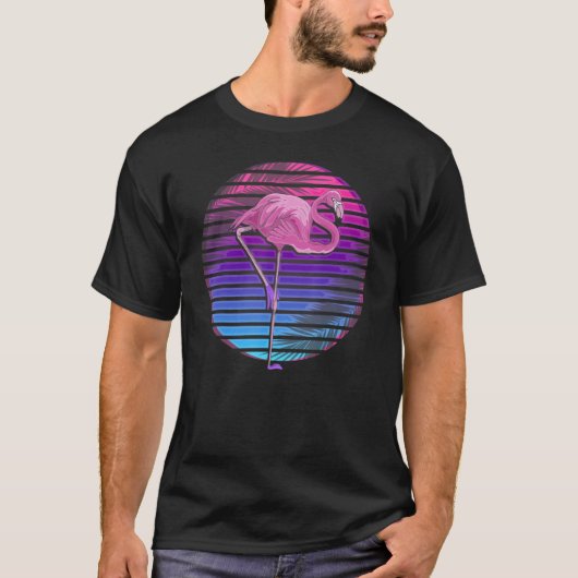 熱帯性鳥類外来動物レトロVaporwave Pink F Tシャツ (正面)