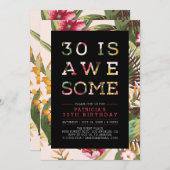 熱帯性 |モダンタイポグラフィ30th誕生日パーティー 招待状 (正面/裏面)