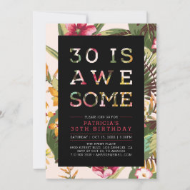 熱帯性 |モダンタイポグラフィ30th誕生日パーティー 招待状