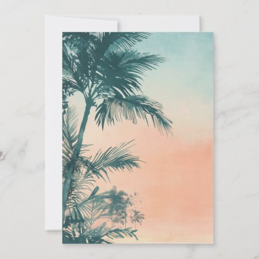 熱帯恋しく思ブライダルシャワーへの旅行 招待状 (裏面)