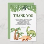 熱帯恐竜の男の子の赤ちゃんシャワー サンキューカード (正面/裏面)