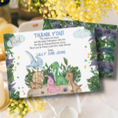 熱帯恐竜ジャングル緑の赤ちゃんシャワー サンキューカード