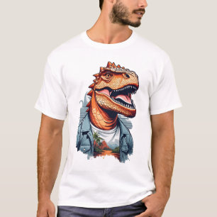 熱帯恐竜ラワーAIアート Tシャツ
