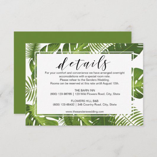熱帯情報カード|の緑の葉 エンクロージャーカード (正面/裏面)